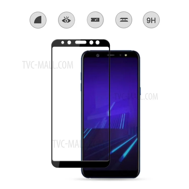 MOCOLO Silk Print Full Glue Tempered Glass Full Size Screen Protector for Samsung Galaxy A6 (2018) - Black