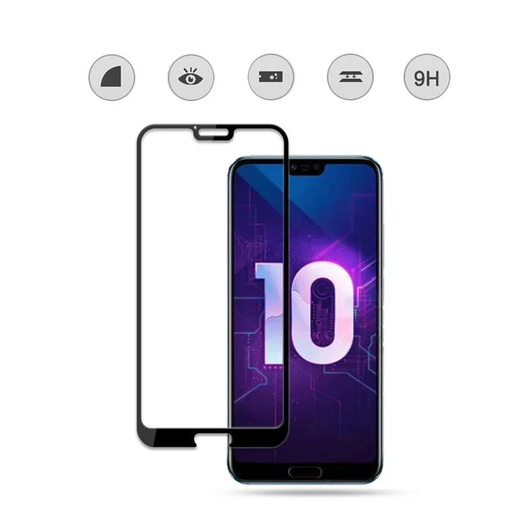 MOCOLO Silk Print Full Size AB Glue Tempered Glass Screen Protector for Huawei Honor 10 - Black