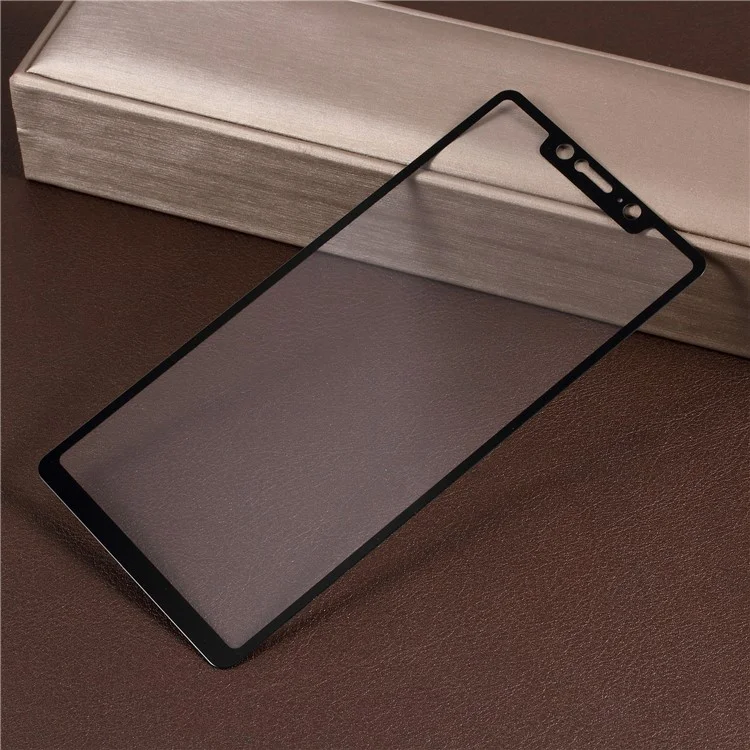 Silk Printing Full Screen Coverage Tempered Glass Protector for Xiaomi Mi 7 - Black