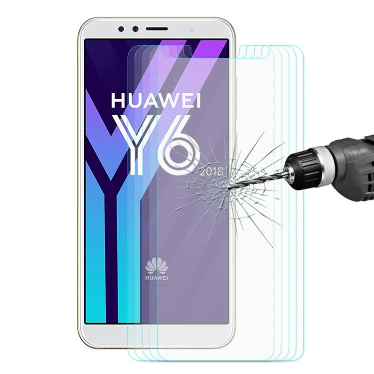 5PCS/Set HAT PRINCE 0.26mm 9H 2.5D Arc Edge Tempered Glass Screen Protector for Huawei Y6 (2018)/Honor 7A