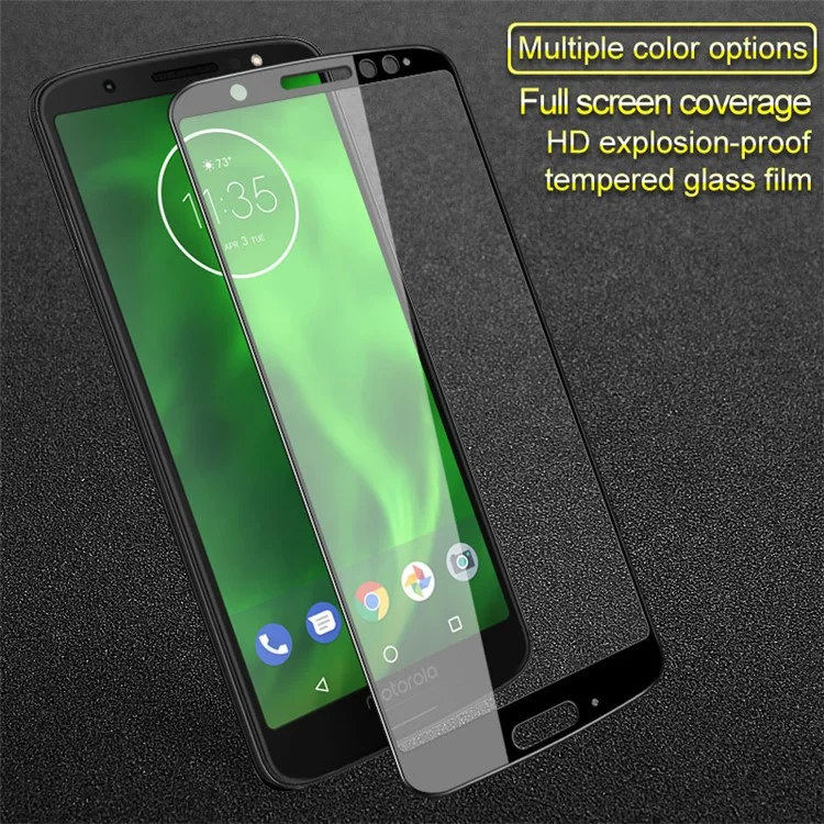 IMAK Full Size Tempered Glass Screen Protector Guard Film for Motorola Moto G6 - Black