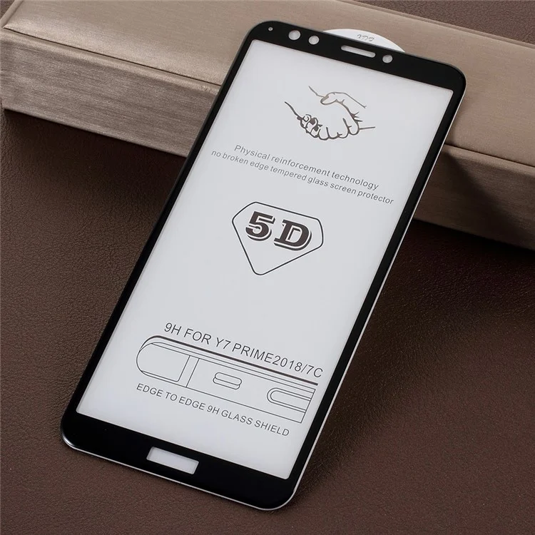 5D Curved Full Size Tempered Glass Screen Protector for Huawei Honor 7C / Enjoy 8 / Y7 Prime (2018) - Black