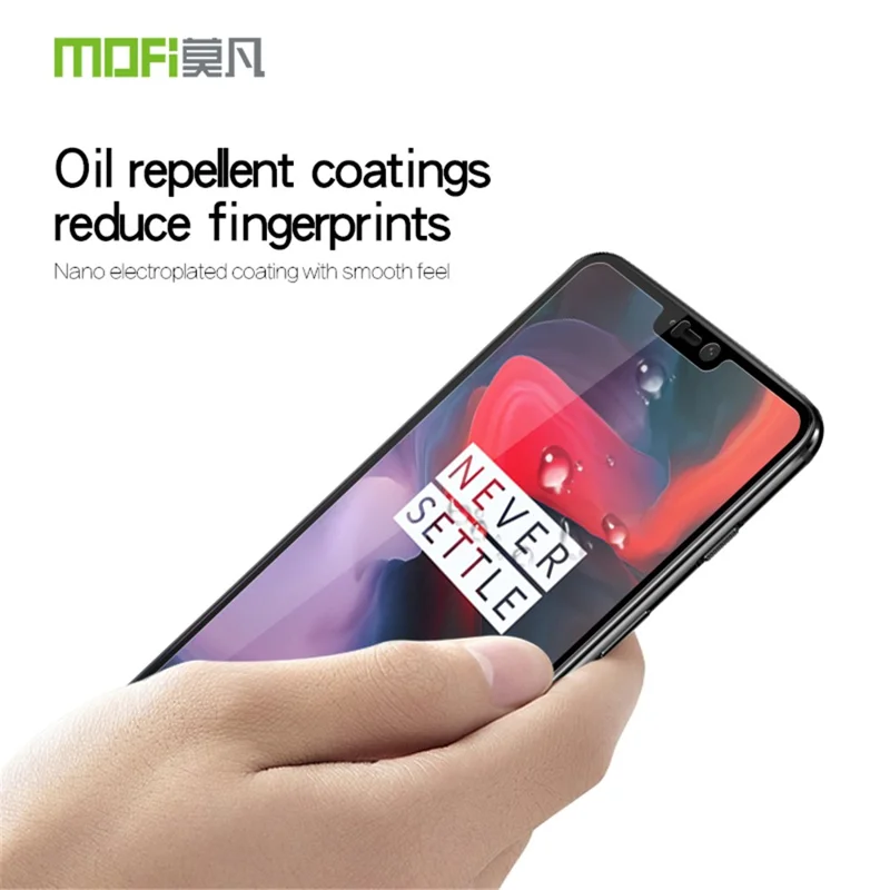 MOFI 9H Anti-burst 2.5D Arc Edge Full Size Tempered Glass Screen Protective Film for OnePlus 6 - Black