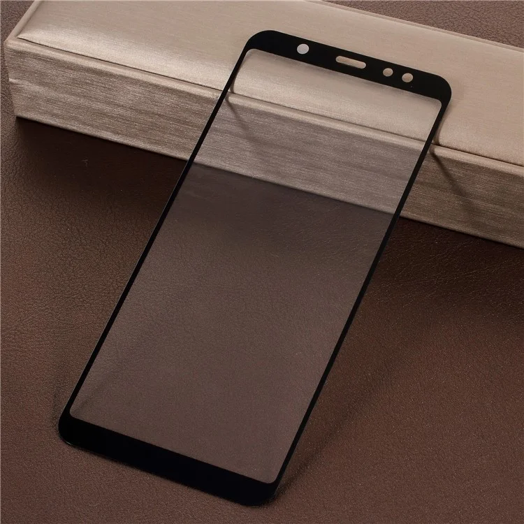 5D Curved Full Coverage Silk Print Tempered Glass Screen Protector for Samsung Galaxy A6+ (2018) - Black