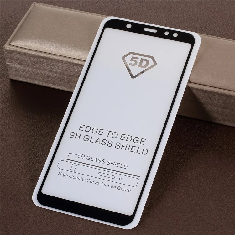 5D Curved Full Coverage Silk Print Tempered Glass Screen Protector for Samsung Galaxy A6+ (2018) - Black