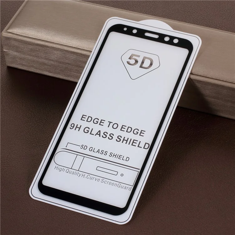 5D Curved Full Size Silk Print Tempered Glass Screen Protector for Samsung Galaxy A6 (2018) - Black