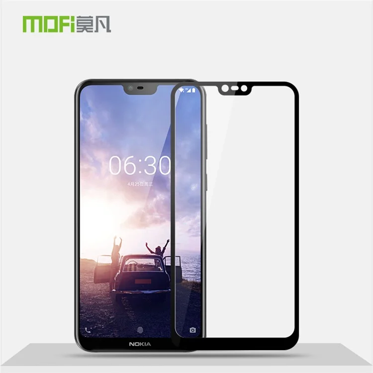 MOFI 9H 2.5D Arc Edge Full Size Tempered Glass Screen Protector pour Nokia 6.1 Plus / Nokia X6 - Noir