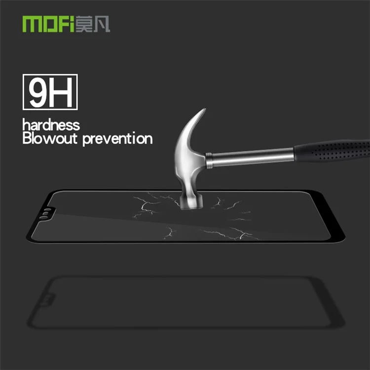MOFI 9H 2.5D Arc Edge Full Size Tempered Glass Screen Protector pour Nokia 6.1 Plus / Nokia X6 - Noir