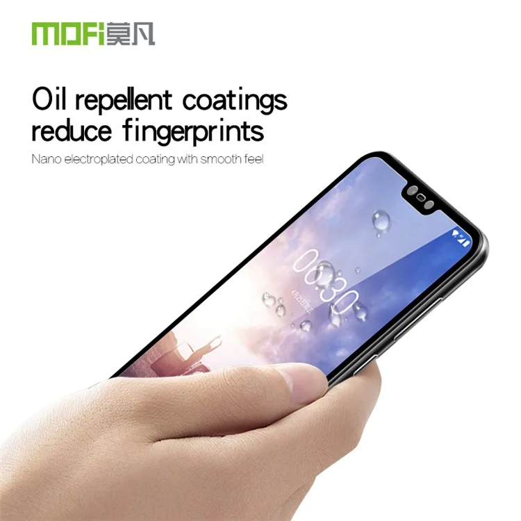 MOFI 9H 2.5D Arc Edge Full Size Tempered Glass Screen Protector pour Nokia 6.1 Plus / Nokia X6 - Noir