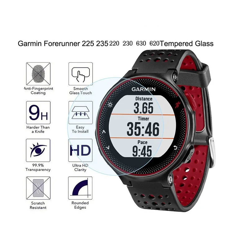 Film Protecteur En Verre Trempé De 0,3 Mm 9H Pour Garmin Forerunner 220/225/230/235/620/630