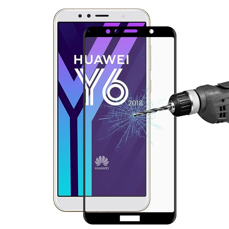 HAT PRINCE for Huawei Y6 (2018) / Honor 7A (without Fingerprint Sensor) 0.2mm 9H 3D Curved Carbon Fiber Tempered Glass Full Size Screen Protector - Black