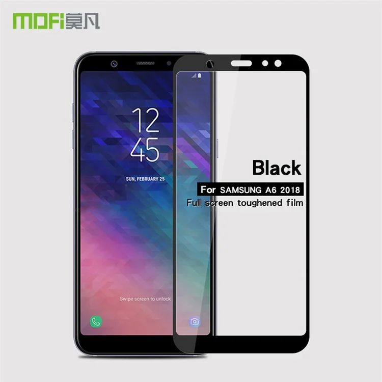 Black - MOFI 2.5D 9H Full Size Tempered Glass Screen Protector for Samsung Galaxy A6 (2018)