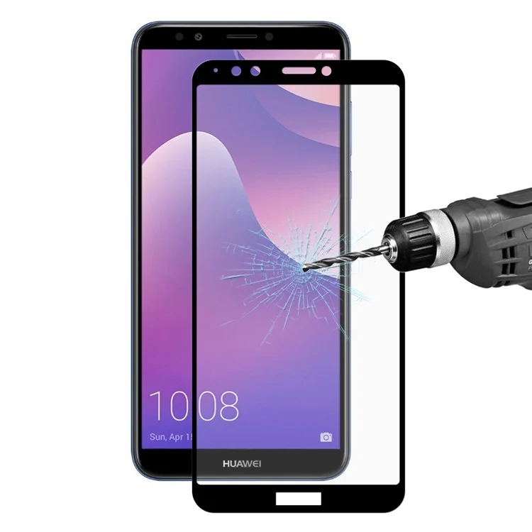 Black - HAT PRINCE 2.5D Curved 0.26mm 9H Tempered Glass Screen Protector for Huawei Y7 Prime (2018) / Honor 7C / Enjoy 8