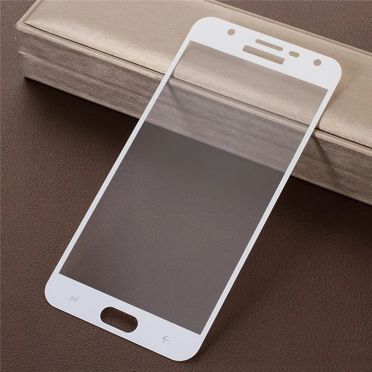 Silk Printing Full Size Tempered Glass Screen Protector for Samsung Galaxy J7 Duo - White