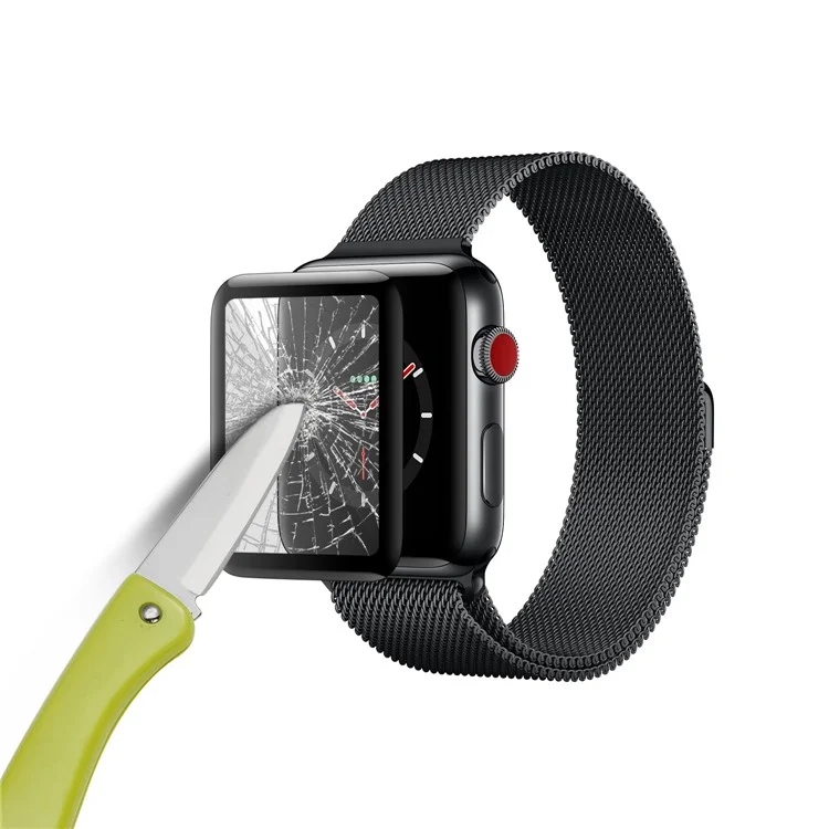Schwarz - Angibabe 3D Gekrümmt 0,26 Mm 9H Temperiertes Glas-Displayschutz Für Apple Watch-Serie 3/2/1 42mm