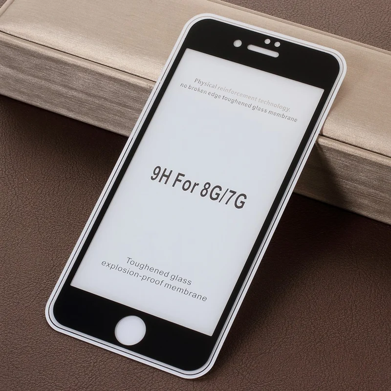 RURIHAI for iPhone 8 4.7 inch 0.26mm 2.5D AB Glue Frosted Full Coverage Tempered Glass Protector Film - Black