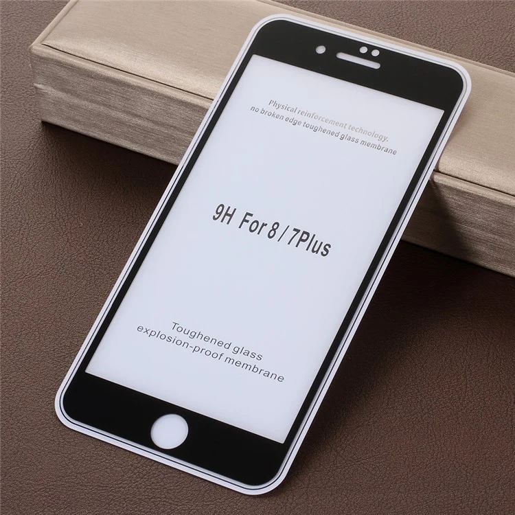 RURIHAI for iPhone 8 Plus 5.5 inch 0.26mm 2.5D AB Glue Frosted Full Coverage Tempered Glass Protector Film - Black