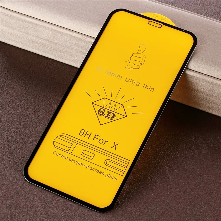 For iPhone (2019) 5.8" / XS / X 5.8-inch Silk Printing 6D Full Size Tempered Glass Screen Guard Film