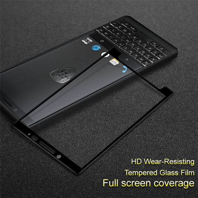 IMAK Full Size Tempered Glass Screen Protector for BlackBerry Key2 - Black