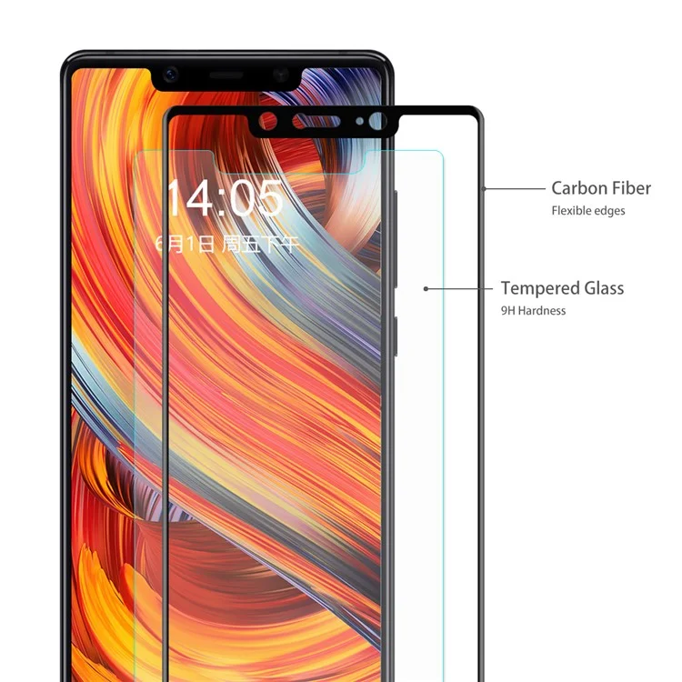 HAT PRINCE 0.2mm 3D Curved Carbon Fiber Tempered Glass Full Size Screen Protector for Xiaomi Mi 8 SE (5.88-inch) - Black