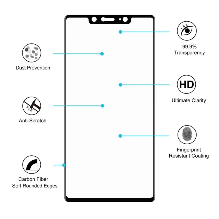 HAT PRINCE 0.2mm 3D Curved Carbon Fiber Tempered Glass Full Size Screen Protector for Xiaomi Mi 8 SE (5.88-inch) - Black