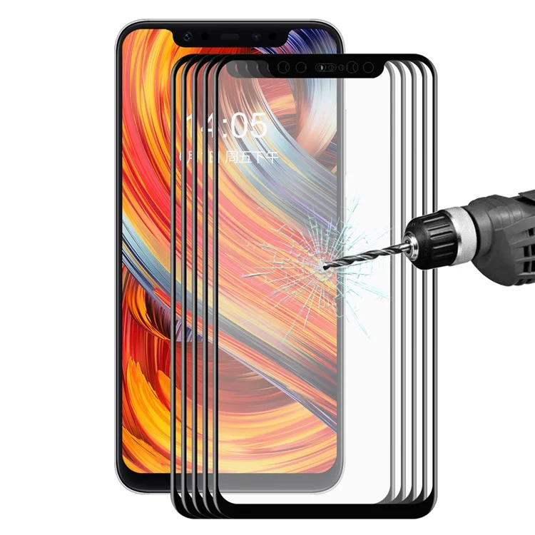 5Pcs/Set HAT PRINCE 0.2mm 3D Curved Carbon Fiber Tempered Glass Full Size Screen Protector for Xiaomi Mi 8 (6.21-inch)/Mi 8 Explorer Edition - Black