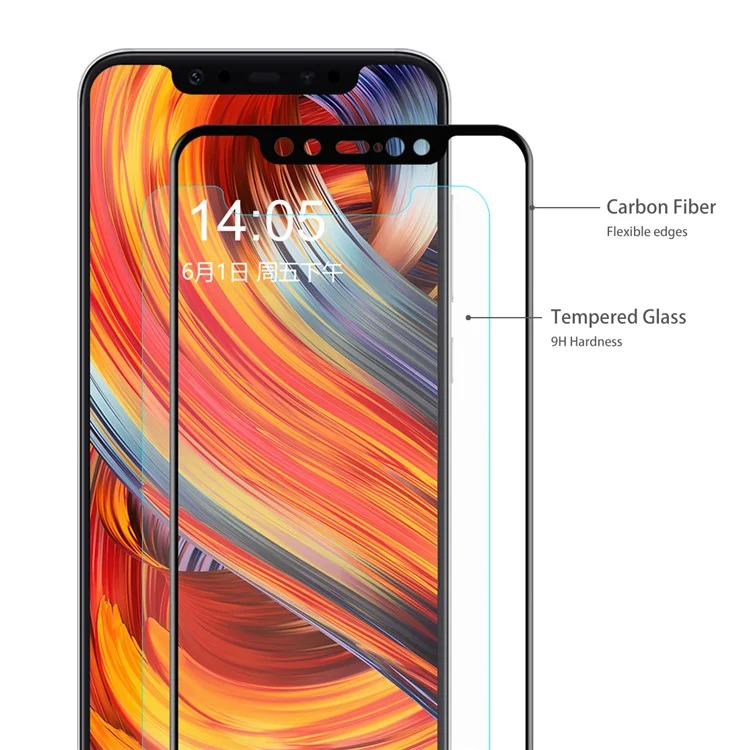 5Pcs/Set HAT PRINCE 0.2mm 3D Curved Carbon Fiber Tempered Glass Full Size Screen Protector for Xiaomi Mi 8 (6.21-inch)/Mi 8 Explorer Edition - Black
