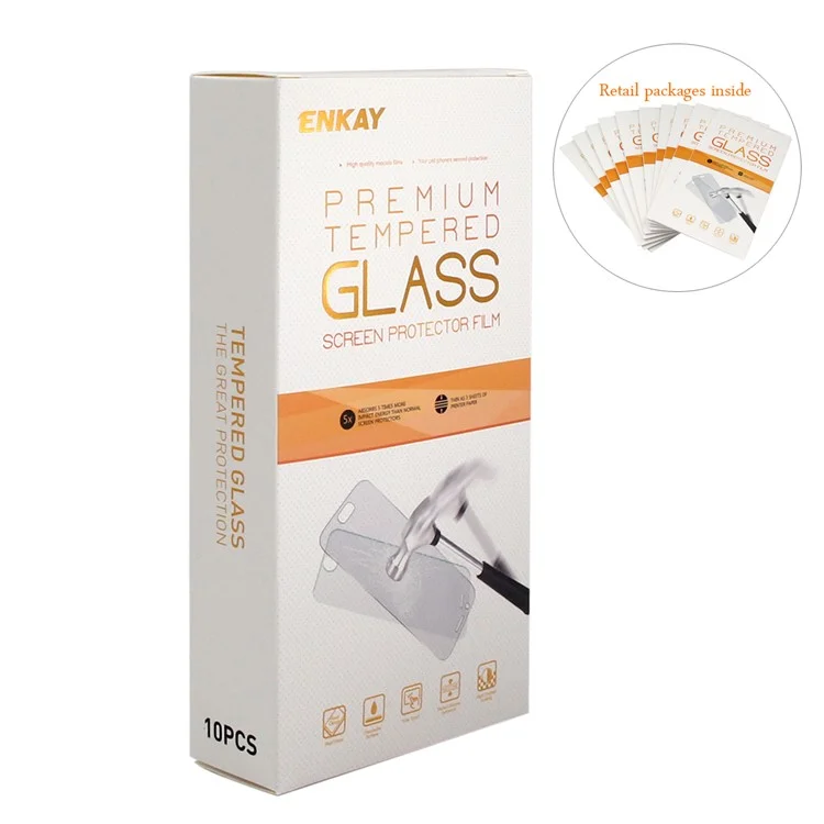 10Pcs/Set ENKAY 0.26mm 9H Tempered Glass Screen Protector Film for Xiaomi Redmi 6 / 6A (2.5D Arc Edge)