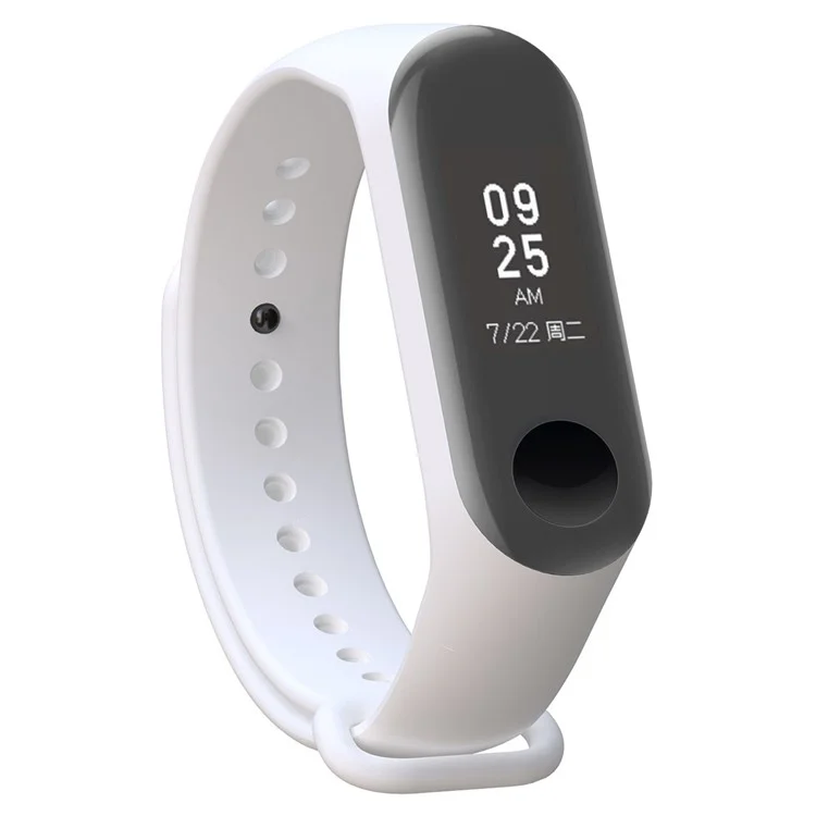 Pour Xiaomi Mi Smart Band 4 / Band mi 3 Bande de Montre en Silicone Souple Réglable + Protecteur D'écran TPU à Revêtement Complet - Blanche