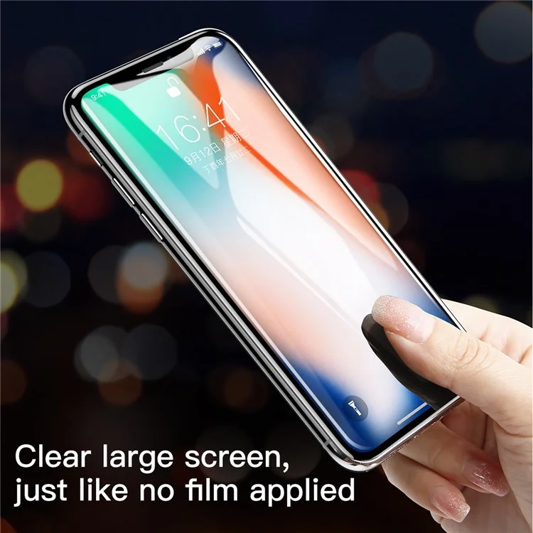 BASEUS 0.3MM 9H 7D Kong Kim Protection Edge Full Screen Tempered Glass Protector for iPhone X - Black