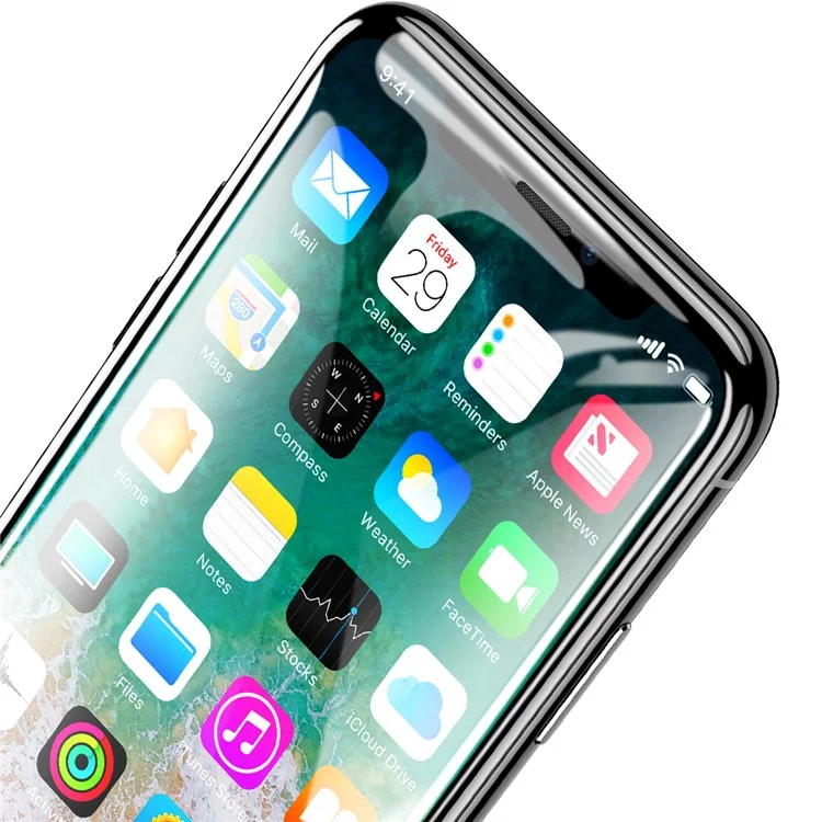BASEUS 0.3MM 9H 7D Kong Kim Protection Edge Full Screen Tempered Glass Protector for iPhone X - Black