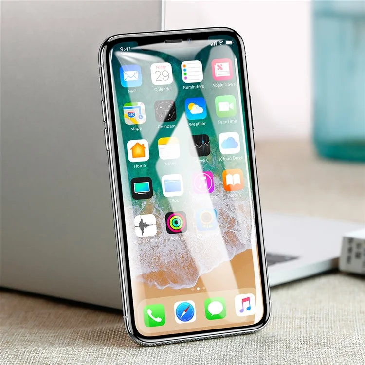 BASEUS 0.3MM 9H 7D Kong Kim Protection Edge Full Screen Tempered Glass Protector for iPhone X - Black