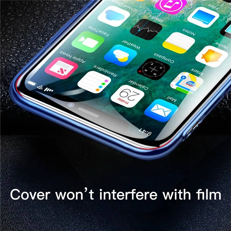 BASEUS 0.3MM 9H 7D Kong Kim Protection Edge Full Screen Tempered Glass Protector for iPhone X - Black