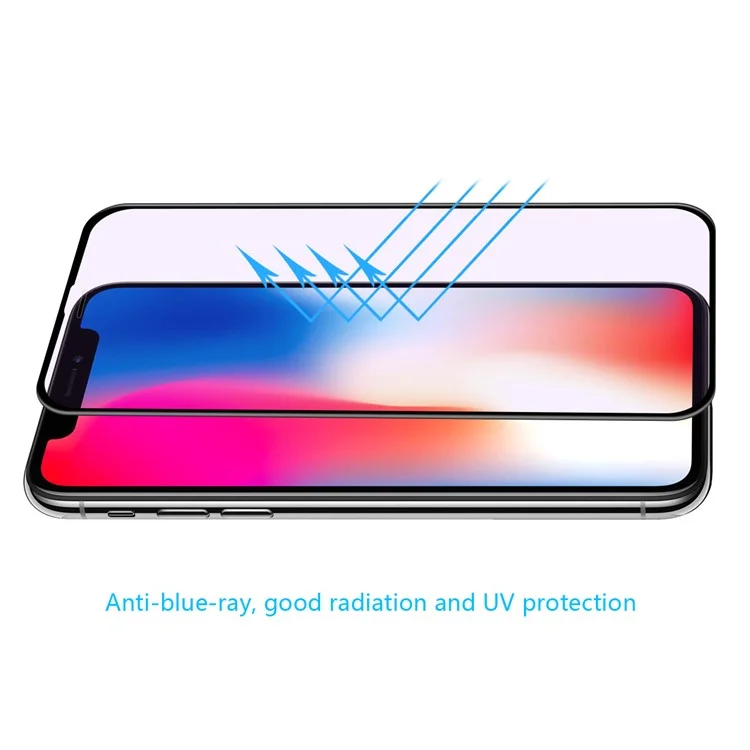 HAT PRINCE for iPhone (2019) 5.8" / XS / X 5.8 inch 0.2mm 6D Full Coverage Anti-blue-ray Tempered Glass Screen Protector Film Soft TPU Edge