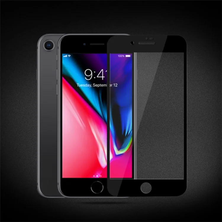 MOCOLO Silk Print Full Size Tempered Glass Screen Protector(Full Glue) for iPhone 8 Plus/7 Plus 5.5 inch - Black