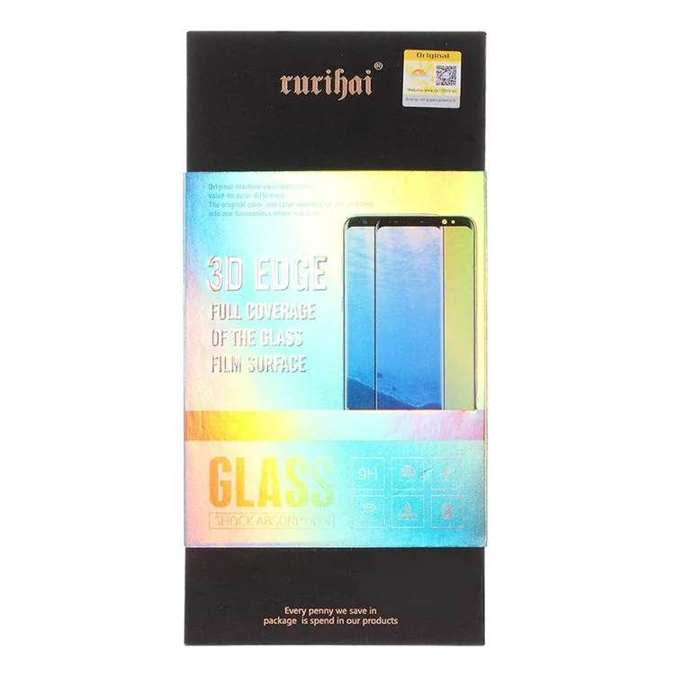 RURIHAI 0.3mm Anti-peep Full Glue Full Screen Tempered Glass Guard Film for Samsung Galaxy S8 Plus SM-G955 (Opening on Top)