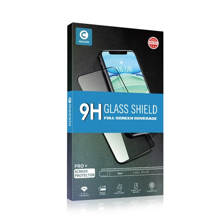 MOCOLO Silk Print Arc Edge Full Coverage Tempered Glass Screen Protector for Huawei Honor Play - Black