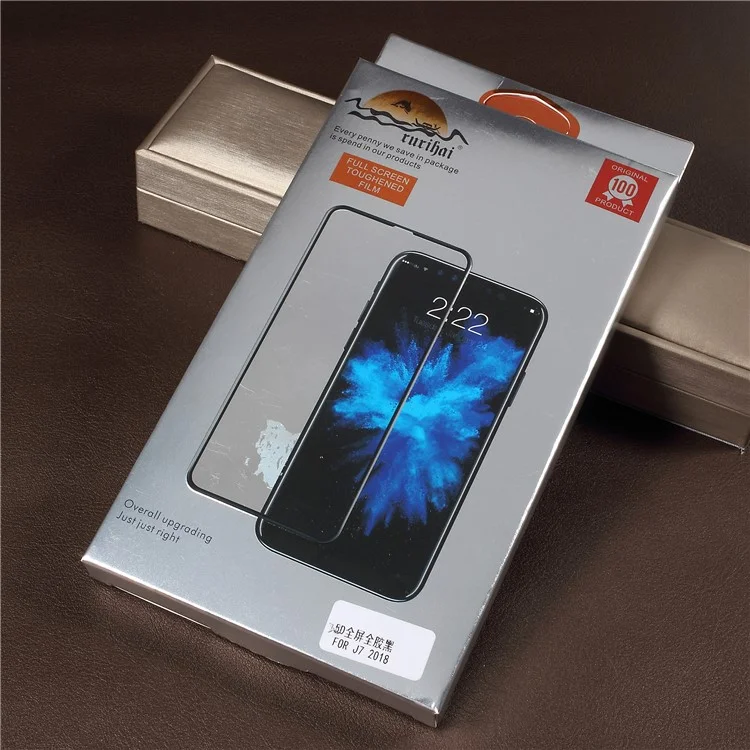 RURIHAI 0.26mm 2.5D Curved Tempered Glass Full Size Screen Protector for Samsung Galaxy J7 (2018) - Black