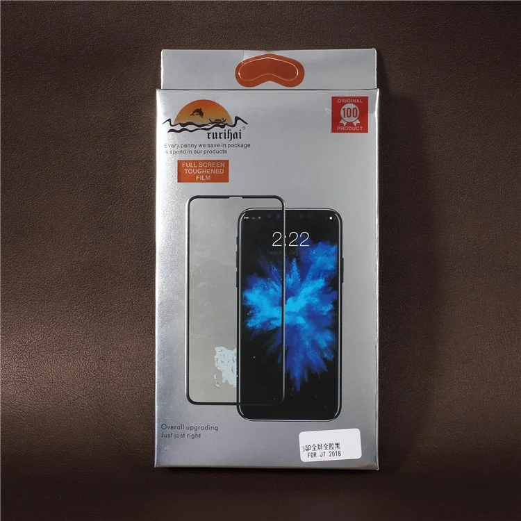 RURIHAI 0.26mm 2.5D Curved Tempered Glass Full Size Screen Protector for Samsung Galaxy J7 (2018) - Black