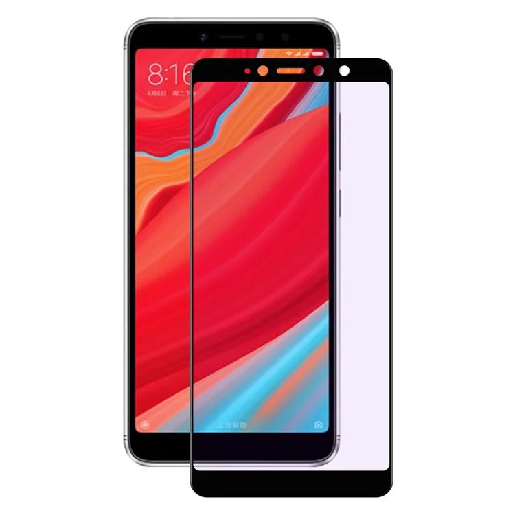 HAT PRINCE 0.2mm 9H 3D Curved Carbon Fiber Full Covering Tempered Glass Screen Guard Film Anti-blue-ray for Xiaomi Redmi S2 / Y2 - Black