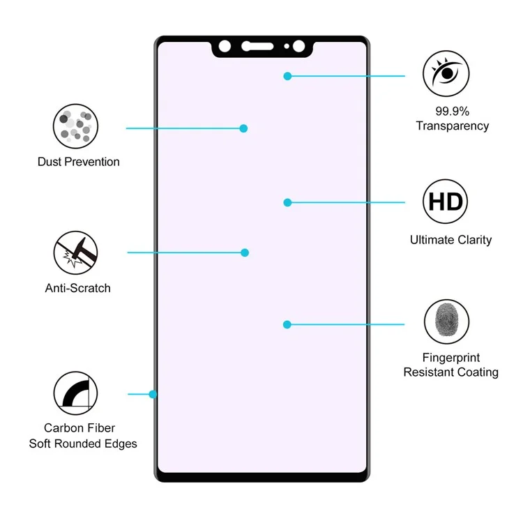 HAT PRINCE for Xiaomi Mi 8 SE (5.88-inch) 0.2mm 9H 3D Curved Carbon Fiber Anti-blue-ray Full Size Tempered Glass Screen Protector