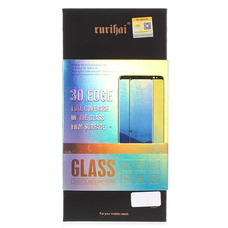 RURIHAI 0.2mm 4D Curved Full Tempered Glass Screen Protector for Samsung Galaxy S8 SM-G950 - Black