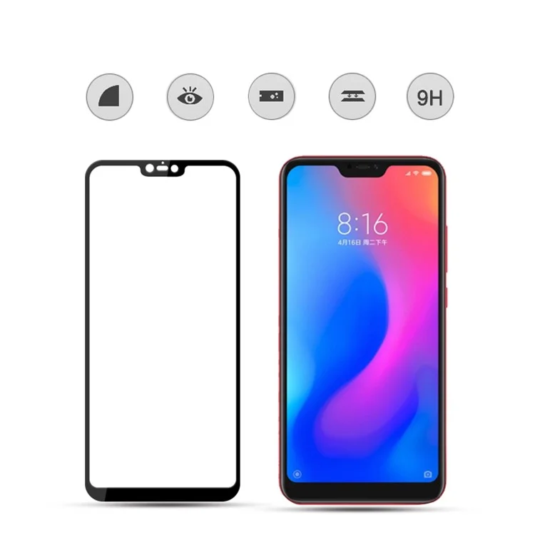 MOCOLO Silk Print Complete Coverage Tempered Glass Screen Protector for Xiaomi Redmi Note 6 - Black