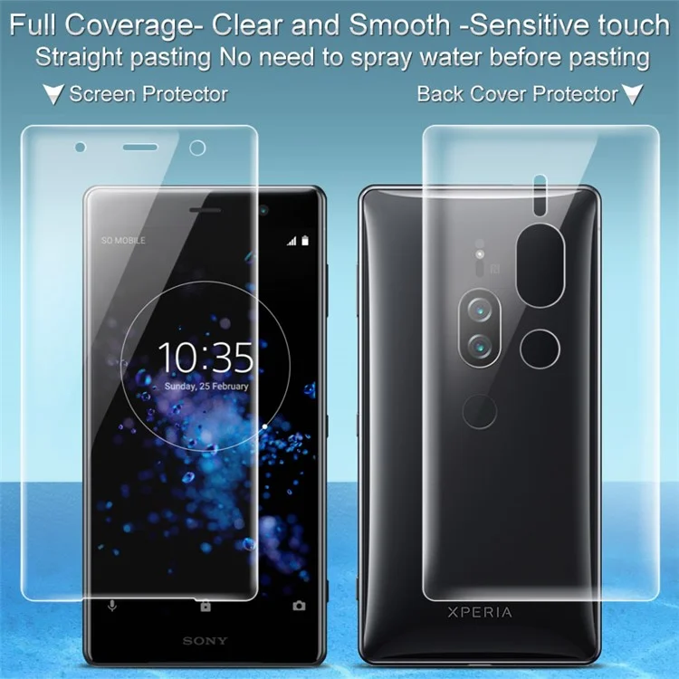 2Pcs/Set IMAK Soft Clearer Hydrogel Film III Full Coverage Back Protector Film for Sony Xperia XZ2 Premium