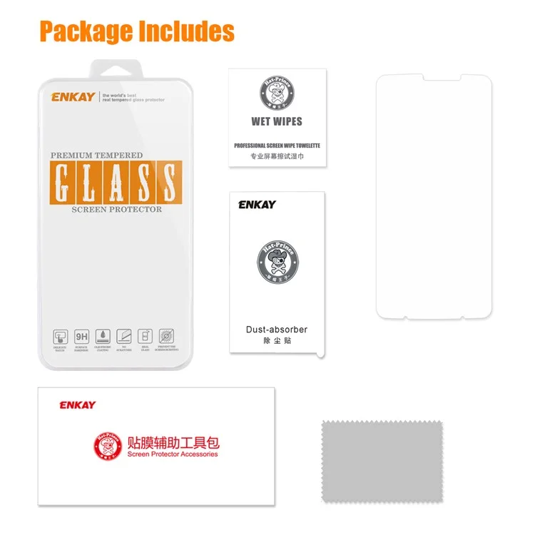 ENKAY 0.26mm 9H 2.5D Arc Edge Tempered Glass Screen Protector for Motorola Moto Z3 Play