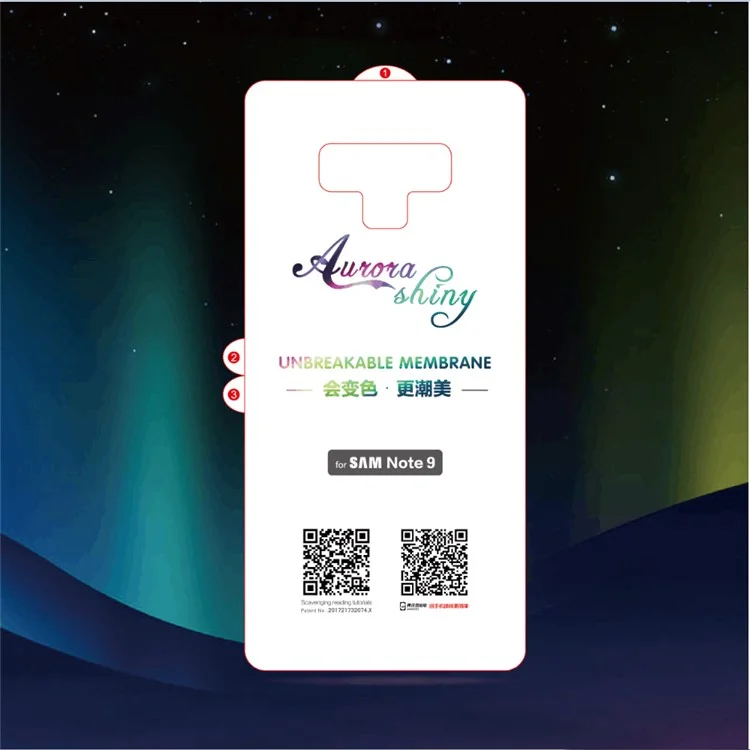 For Samsung Galaxy Note 9 Aurora Gradient Colorful Soft TPU Full Back Coverage Protection Film