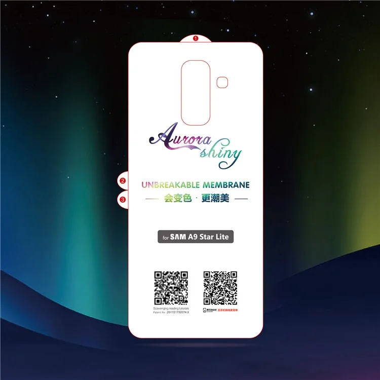 For Samsung Galaxy A6+ (2018) / A9 Star Lite Aurora Gradient Colorful Soft TPU Full Size Protective Back Film