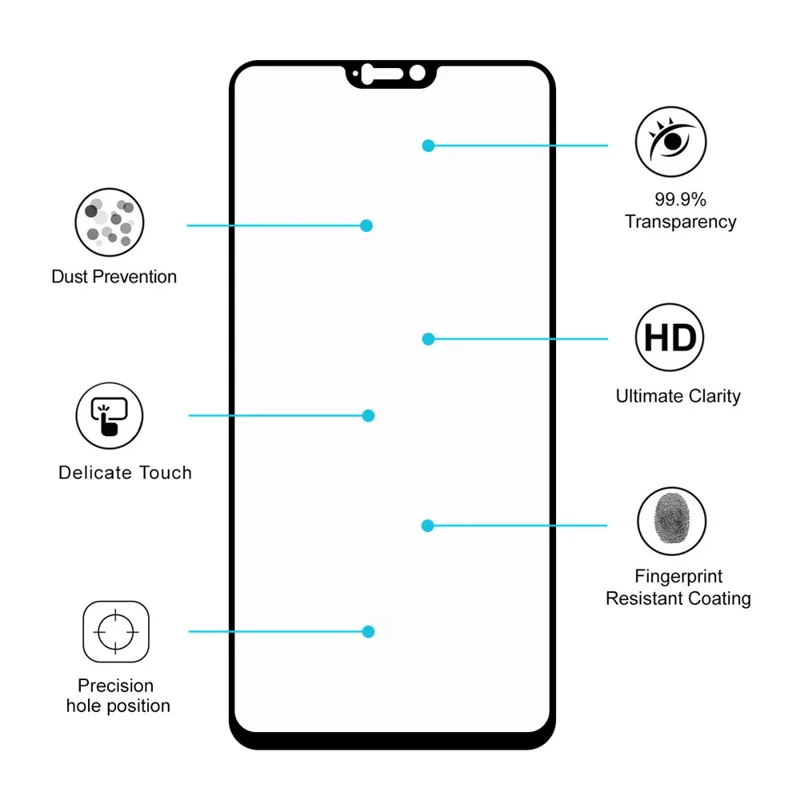 HAT PRINCE Full Glue Full Size 0.26mm 9H 2.5D Arc Edge Tempered Glass Screen Protector for OnePlus 6 - Black