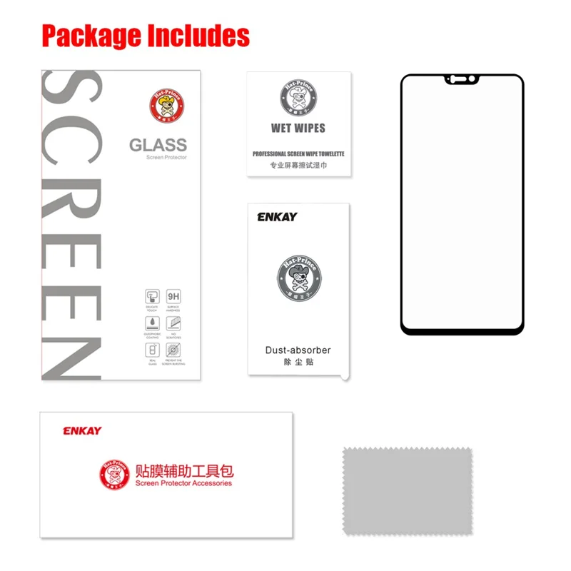 HAT PRINCE Full Glue Full Size 0.26mm 9H 2.5D Arc Edge Tempered Glass Screen Protector for OnePlus 6 - Black