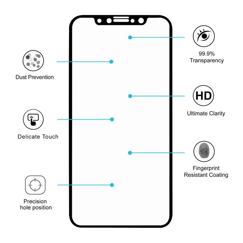HAT PRINCE Full Glue Full Size 0.26mm 9H 2.5D Arc Edge Tempered Glass Screen Protector for iPhone X / Xs 5.8 inch